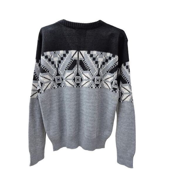 VTG 80s Esprit by Campus Virgin Orlon Acrylic V Neck Sweater Blk/Gry Womens M - Picture 3 of 4